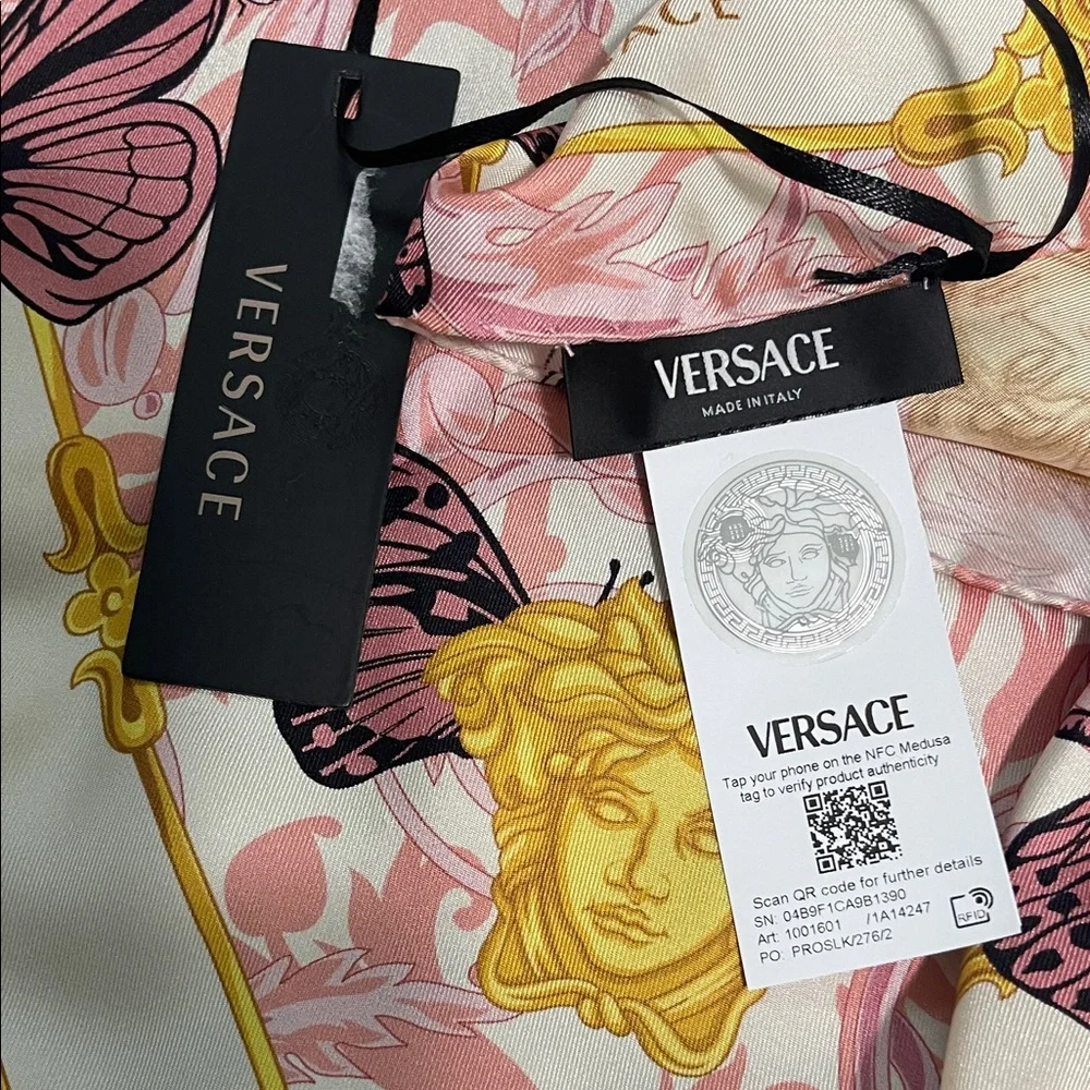 Versace Pink and Gold Butterfly Scarf